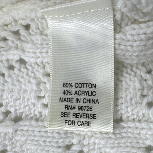 Croft & Barrow Womens Cardigan Sweater Large White Crochet Knit Open Front NEW - Picture 5 of 10
